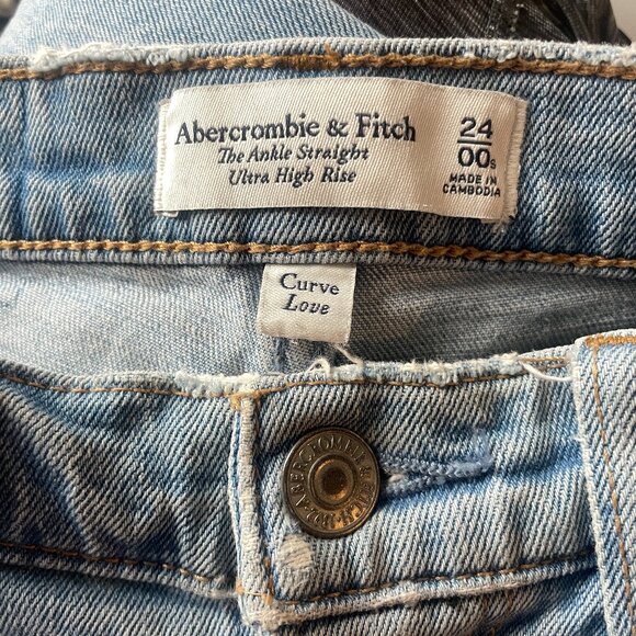 Abercrombie & Fitch Curve Love High Rise Ankle Straight Denim Jeans Sz 00 - Picture 5 of 7
